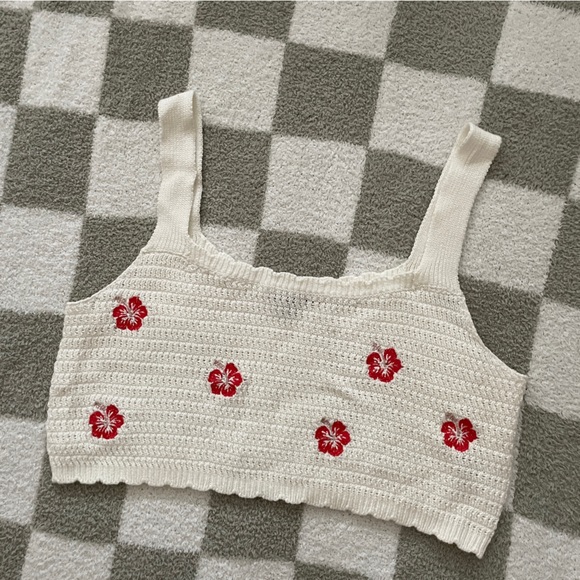 Wild Fable White Knit with Embroidered Hibiscus Set Size XXL - Picture 3 of 10